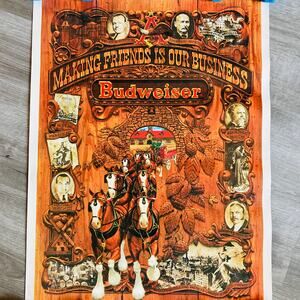 Genuine Vintage Budweiser Poster Making Friends is Our Business Family Tree